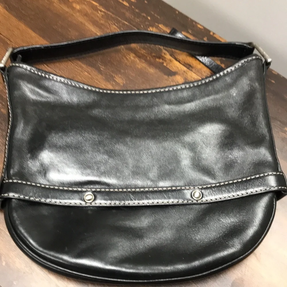 Michael Kors Black Leather Shield Hobo Bag